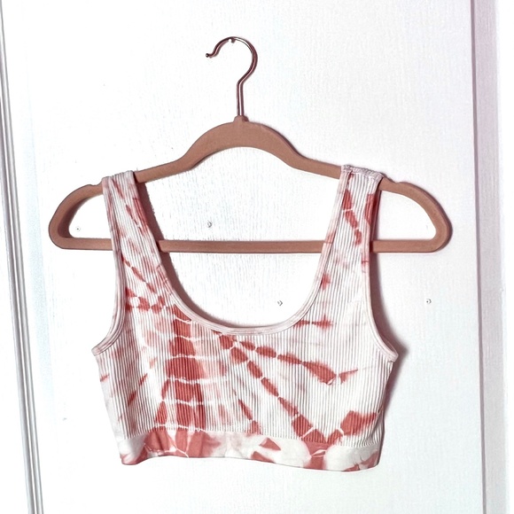 NWOT Colsie Women's Scoop Neck Ribbed Tie Coral/Peach Dye Bralette size M - Picture 3 of 5